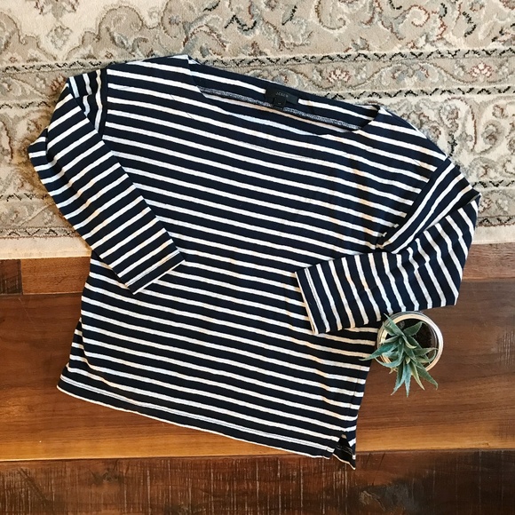 J. Crew Tops - J. Crew Navy & White Striped Boatneck T-Shirt